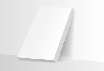 Mockup poster with shadow blinds from window. Mock up sheet paper. White empty blank. Vertical mockup. Light from window. Realistic reflected shadow on wall. Overlay effect. Shade jalousie.