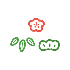 手描きのかわいい松竹梅のセット- 和風のお正月･お祝いなどのあしらい素材