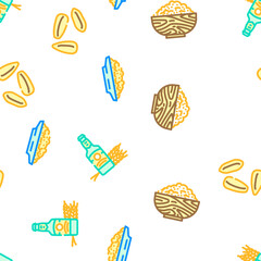 barley grain wheat vector seamless pattern thin line illustration