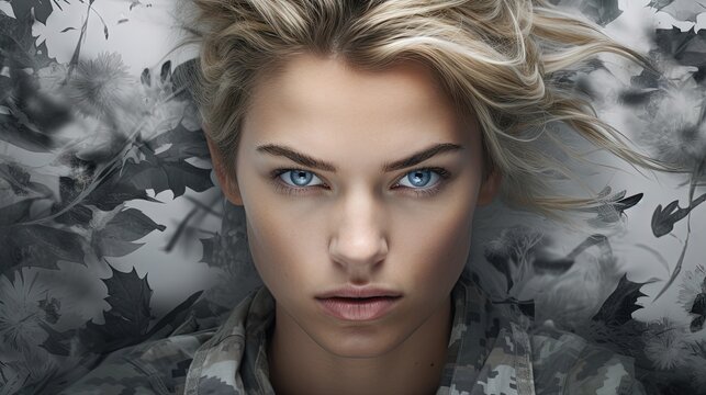 Famous person on camouflage background
