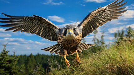 Fototapeta premium Eurasian hobby flying in Denmark