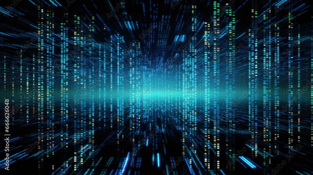 Leinwandbilder Digital binary computer screen displaying abstract 2D data