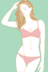 woman in lingerie pale rose minimal style - 666626268