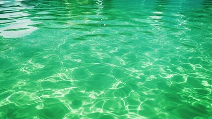 Fototapeta na wymiar Green water in a refreshing swimming pool reflecting the sun
