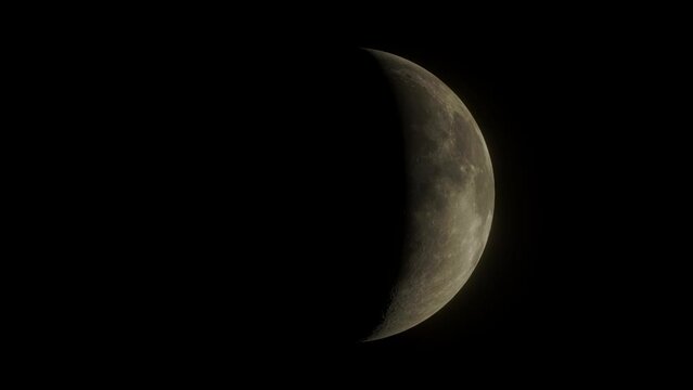 High resolution time lapse video, the phases of the moon from new moon to full moon. 4K render