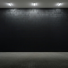 empty room with black brick wall