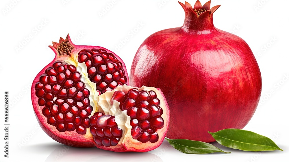 Aufkleber cut pomegranate isolated on white background with clipping path