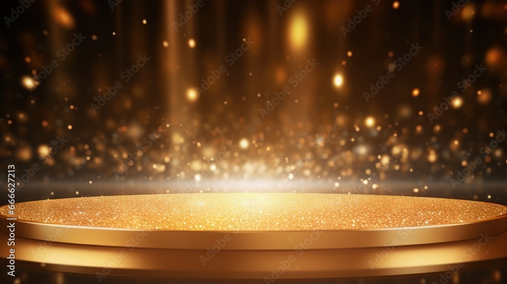 Poster golden bokeh on a glamorous backdrop