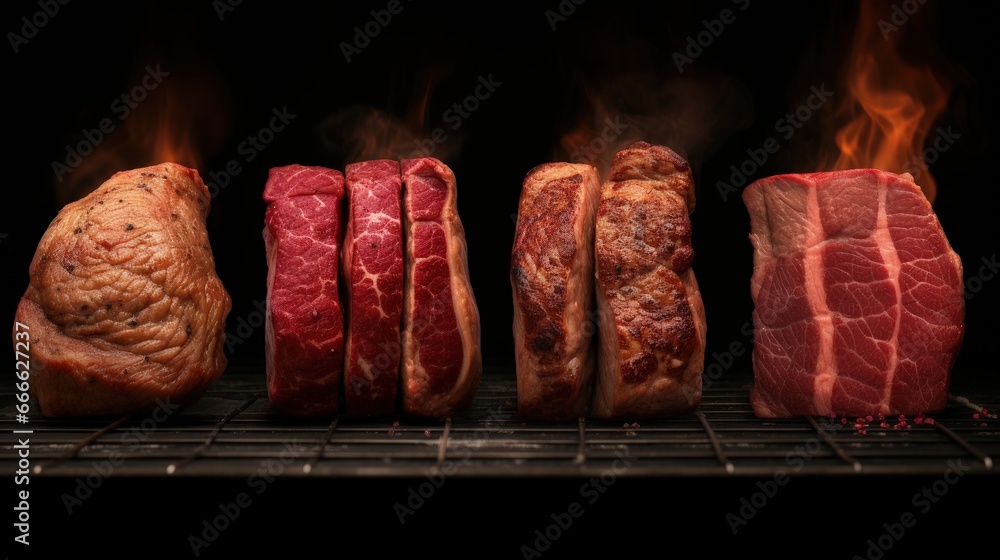 Poster different levels of cooking meat rare medium rare medium well done based on roasting temperature