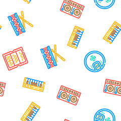 retro music vintage party vector seamless pattern thin line illustration