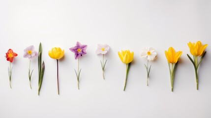 spring flowers on a light background in a minimalist style. With space for text
