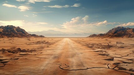 Deserted worn out road Digital post apocalyptic painting Empty 4k wallpaper scene - Powered by Adobe