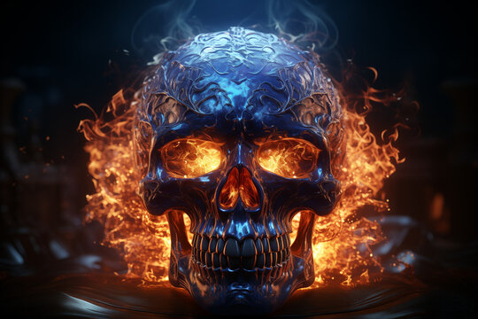  esthetically scarified skull in fire