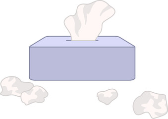 Used tissue, box tissue, nose cold illustration