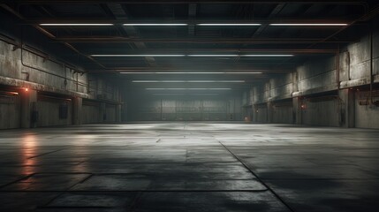 Empty interior of warehouse