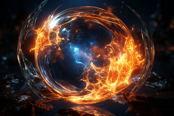 water bubble in fire, opposed elements