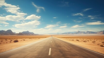 Naklejka premium Desert road representing freedom and the joy of the journey
