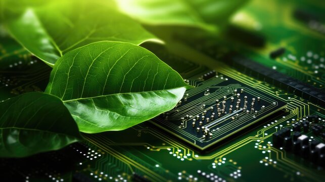 Connecting nature and technology through green computing IT ethics and green technology on a computer circuit board