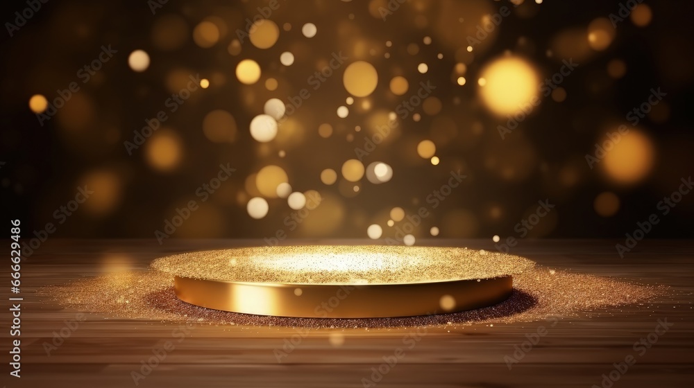 Poster golden bokeh on a glamorous backdrop