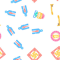 hinduism hindu god om vector seamless pattern thin line illustration