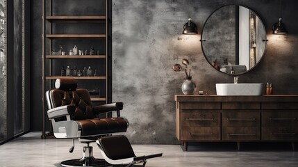 Cozy barber station in a contemporary barbershop