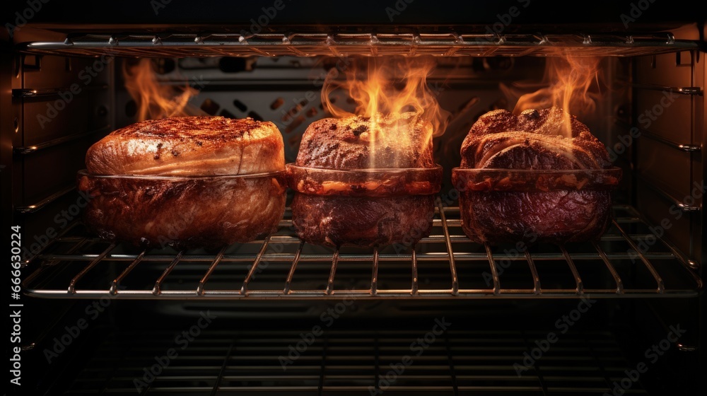 Aufkleber different levels of cooking meat rare medium rare medium well done based on roasting temperature