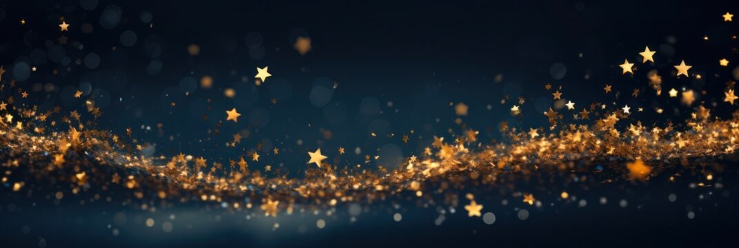 Glistering Christmas Gold Stars and Foil on a Navy Sparkling Background