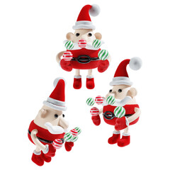 santa claus with christmas ball in three angle 3d illustration