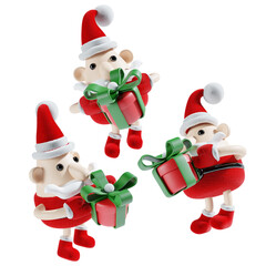 santa claus with christmas gift in three angle 3d illustration