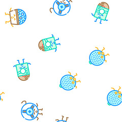 retro music party vintage vector seamless pattern thin line illustration