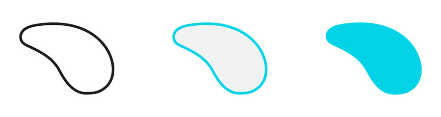 Liquid Abstract Shape Set. Blob in Minimal Geometric Form Collection. Curvy Wavy Elements for Modern Design. Dynamic, Irregular Random Shape. Organic Wave Frame. Isolated Vector Illustration