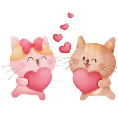 Valentine and the couple cat in love