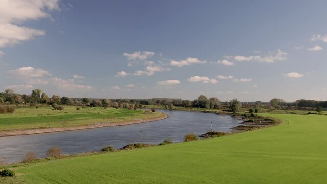 Timelapse of the old Dutch river IJssel in the province of Gelderland near the city of Zutphen