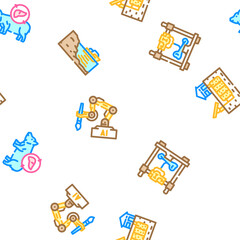 future technology digital data vector seamless pattern thin line illustration