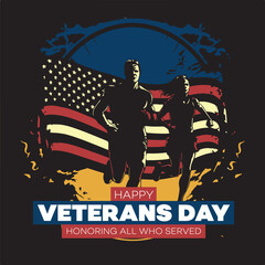 Happy Veterens Day Background, Veterans Day, Honoring All Who Served, Veterans Day Post Design