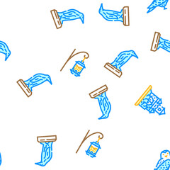 winter snow season blue vector seamless pattern thin line illustration