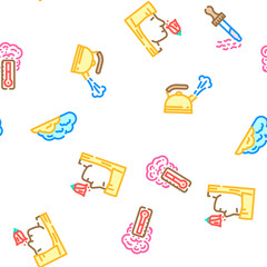 smell nose aroma odor vector seamless pattern thin line illustration