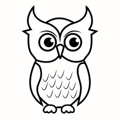 Owl line drawing for coloring book vector