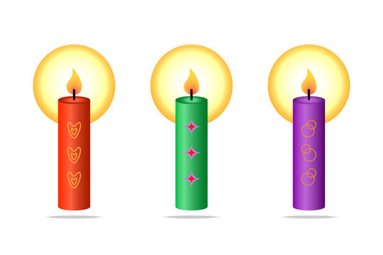Set of multicolored candles. Vector graphics.