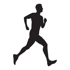 Running man silhouette. Illustration on transparent background