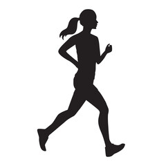 Fototapeta na wymiar Running woman silhouette. Illustration on transparent background
