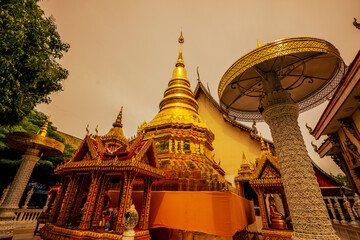 Background of Thai Buddhist attractions, Lamphun (Wat Phra That Haripunchai Woramahawihan)...