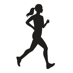 Fototapeta na wymiar Running woman silhouette. Vector illustration isolated on white background