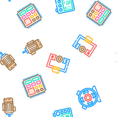 Fototapeta premium engineer worker industry vector seamless pattern thin line illustration