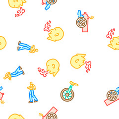 circus carnival vintage show vector seamless pattern thin line illustration