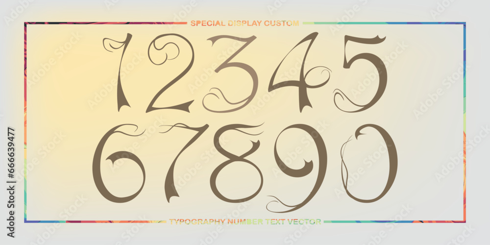 Poster assorted digital custom vector numbers. minimum. color gradation. dark. banner network. 3d effect. d