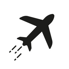 Plane Silhouette Icon. Cargo, Fly Aircraft, Business Jet Glyph Pictogram. Travel By Airplane Sign. Shipping and Transport Symbol. Delivery Service Air Transportation. Isolated Vector Illustration