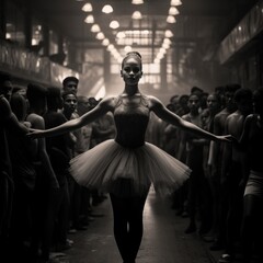 Fototapeta na wymiar Dancer, ballerina among the dance troupe