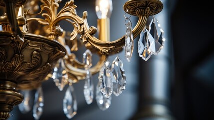 The intricate details of the crystal chandelier