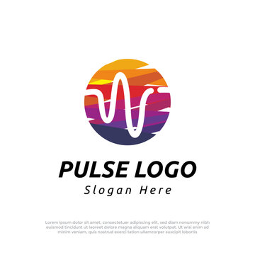 Colorful pulse health care logo vector design template